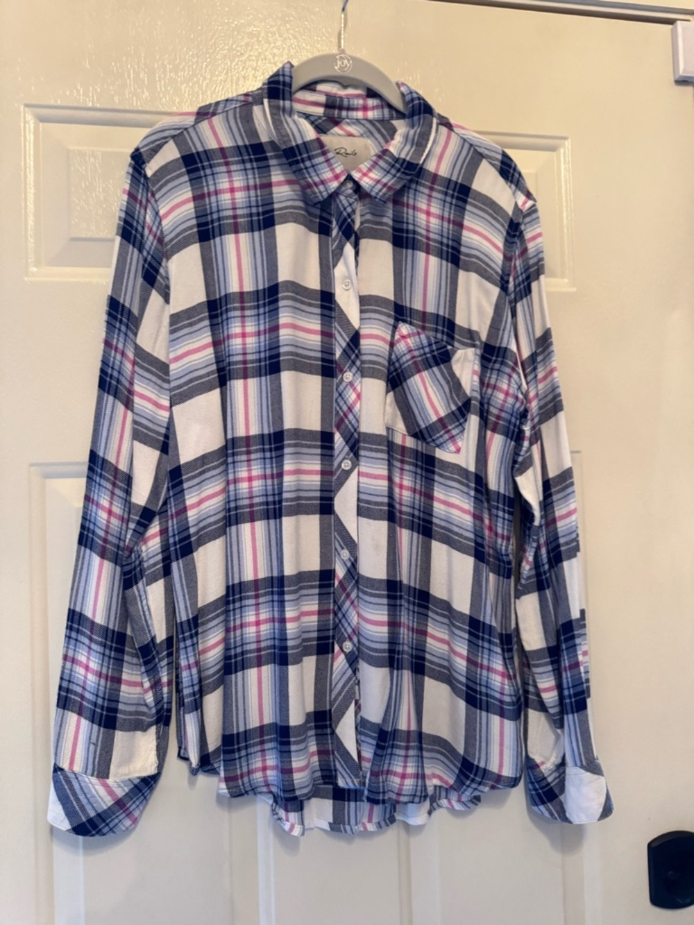 Rails Kids Plaid Button-Down Shirt - Navy, White & Pink